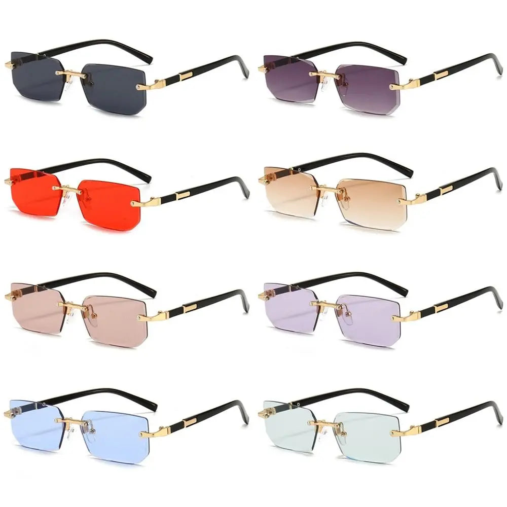 Frameless Rectangle Sunglasses - UV400 Protection Retro Eyewear
