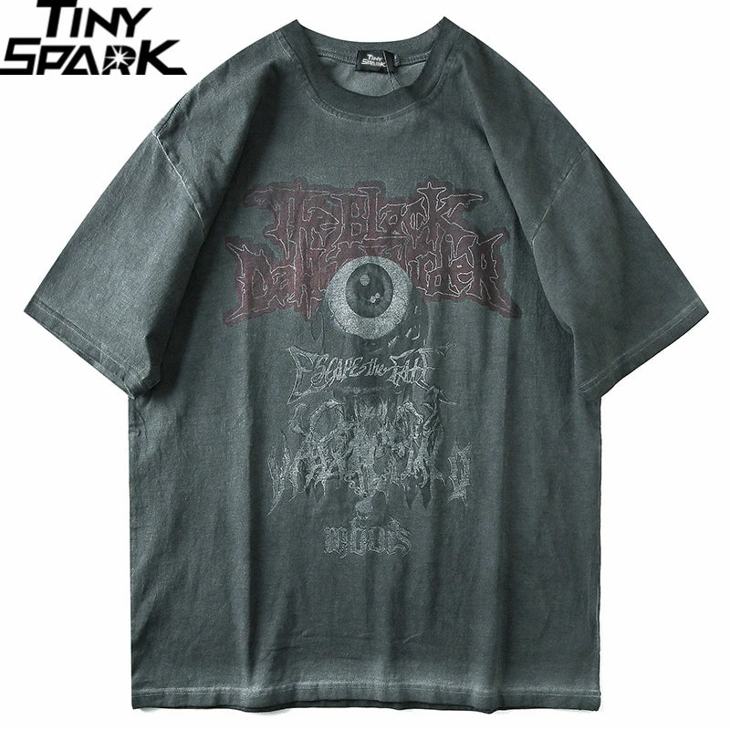 Men's Hip Hop Evil Eye Print T-Shirt - Cotton Streetwear Tee