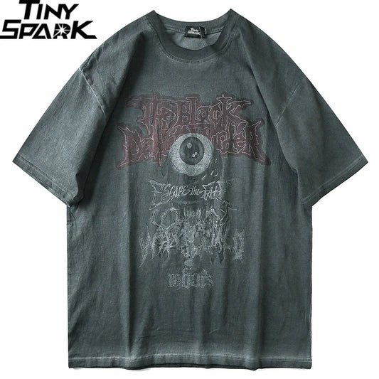 Men's Hip Hop Evil Eye Print T-Shirt - Cotton Streetwear Tee
