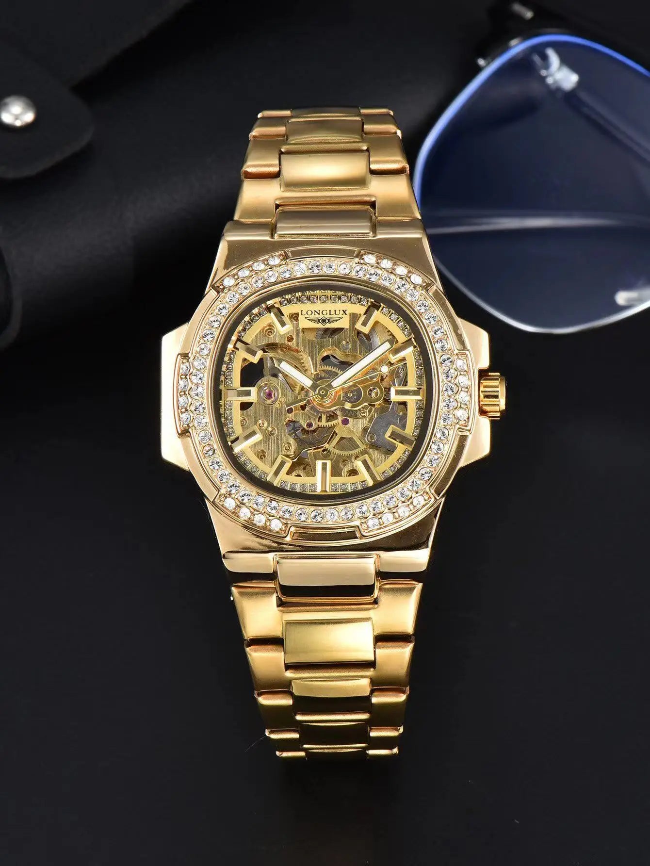 Luxury Automatic Mechanical Watch - Stainless Steel Skeleton Design with Luminous Display
