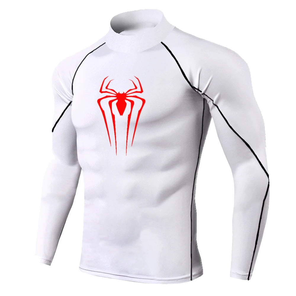 Men's Spider-Print Compression Shirt - Performance Athletic Base Layer