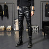 Men's Faux Leather Biker Pants - Slim Fit Motorcycle Trousers