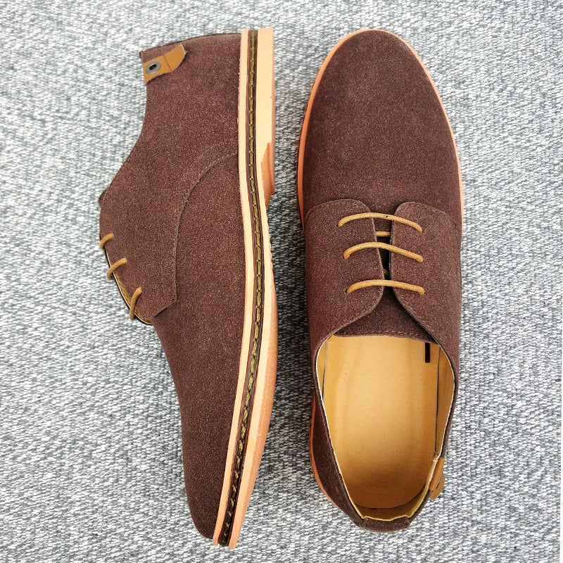 Men's Suede Leather Oxford Shoes - Classic Casual Dress Sneakers