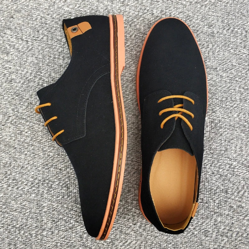 Men's Suede Leather Oxford Shoes - Classic Casual Dress Sneakers