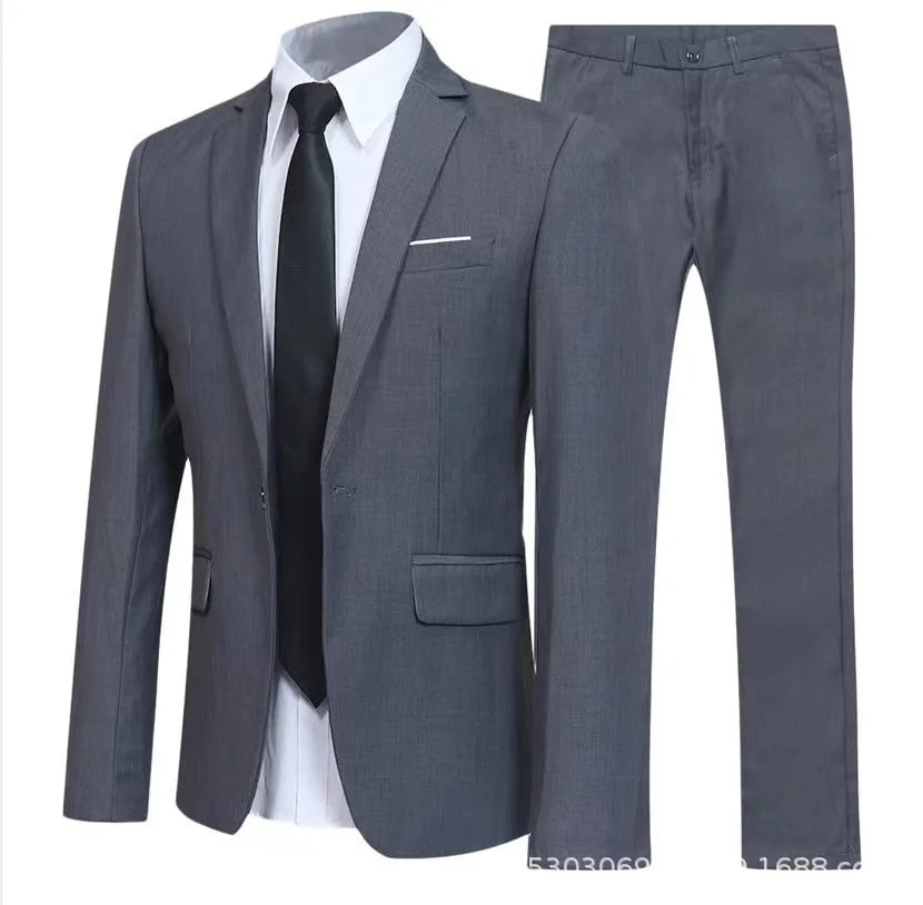 Men's Business Casual Groom Groomsmen Wedding Tuxedo Two Piece Formal Office Wear Party Suit
