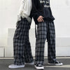 Men's Plaid Wide Leg Sweatpants - High Waist Casual Trousers