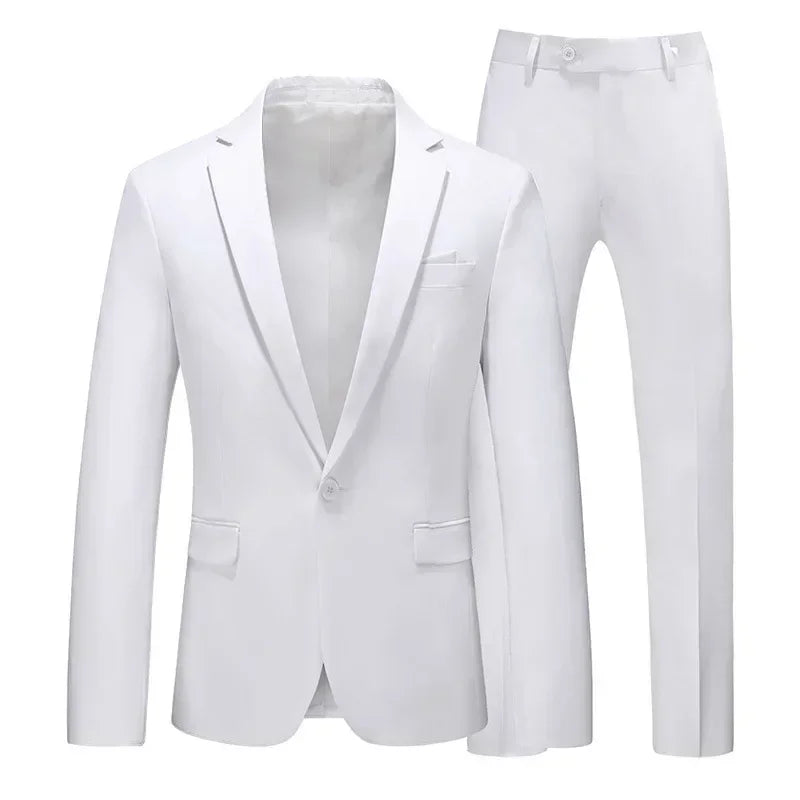 Men's Suits 2 PCS Sets Fashion Business Casual Formal Clothes Man Solid Slim Prom Party Blazer Coats+Trousers Sets Plus Size 6XL