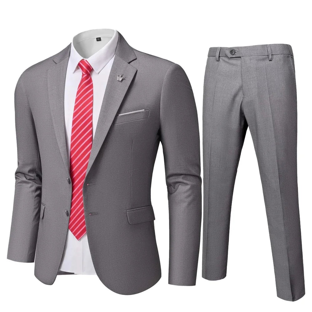 Elegant Men's Formal Suit with Xale Lapel for Parties Black Brown Green