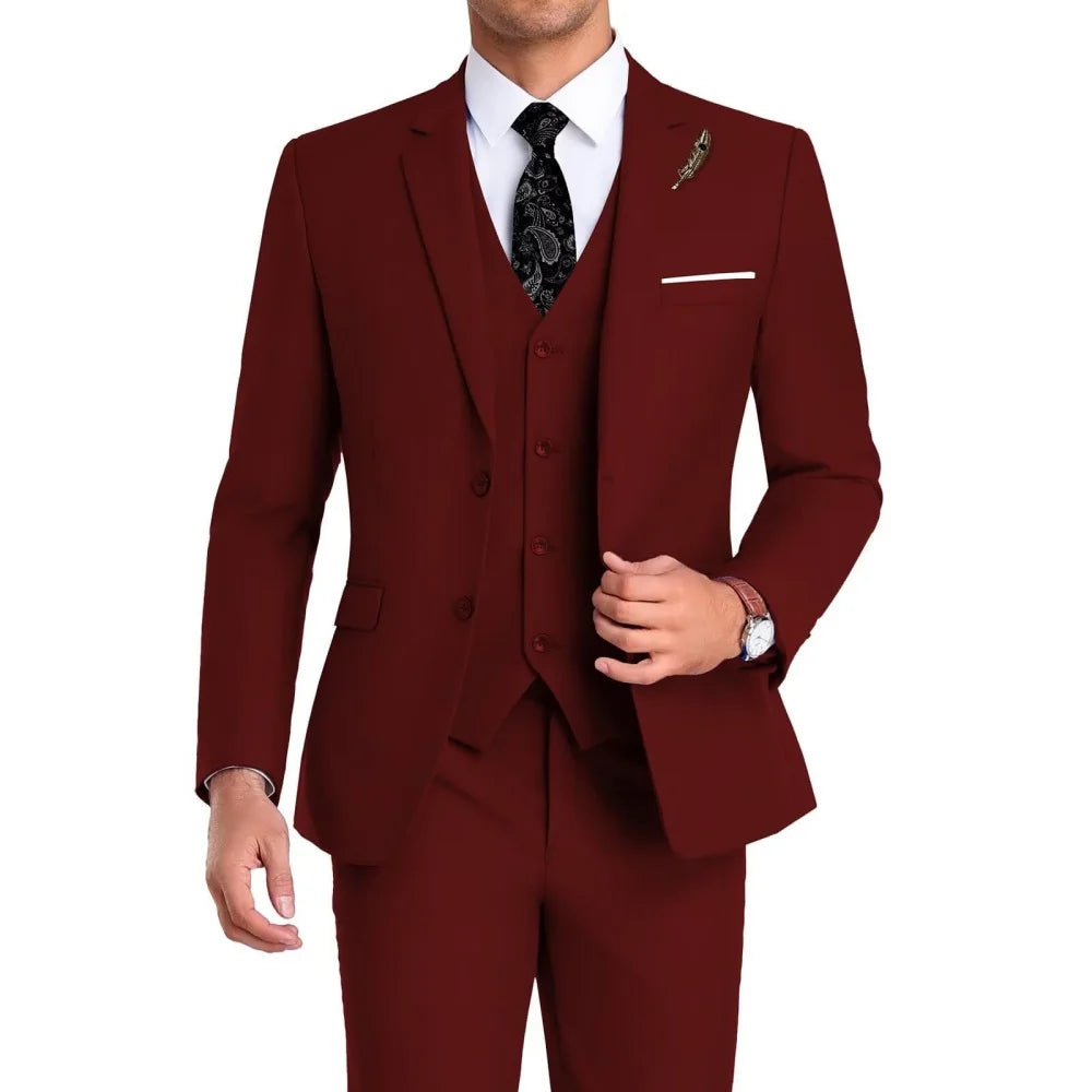 High-Quality Slim Fit Men's Suit Luxury Elegant Business Wedding Fashion Clothing