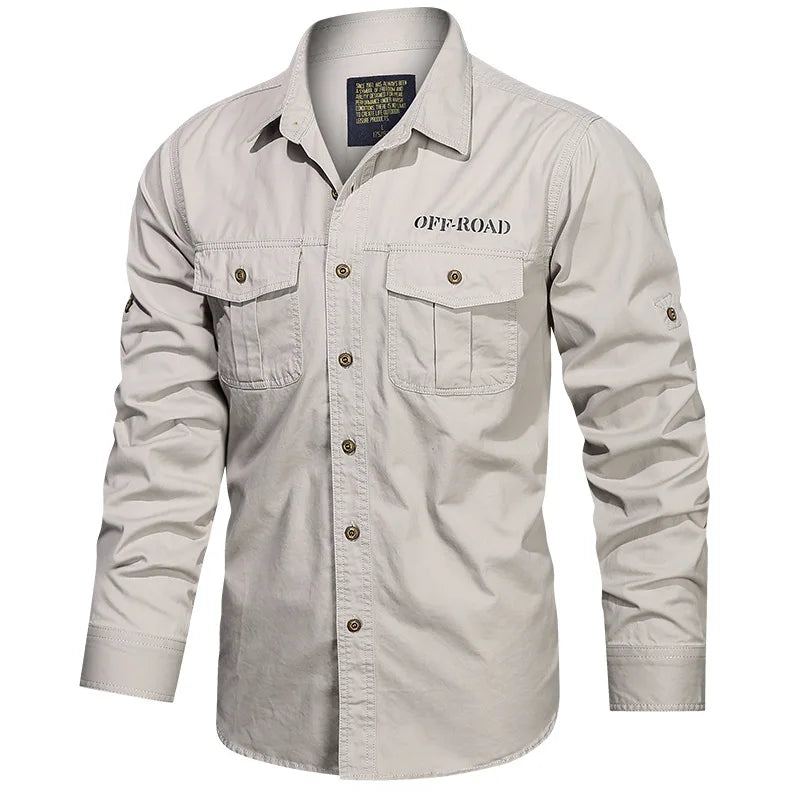 ZoeSMTCN Green Black Cargo Long Sleeve Shirt For Men - Oversize Military Style 4XL 5XL