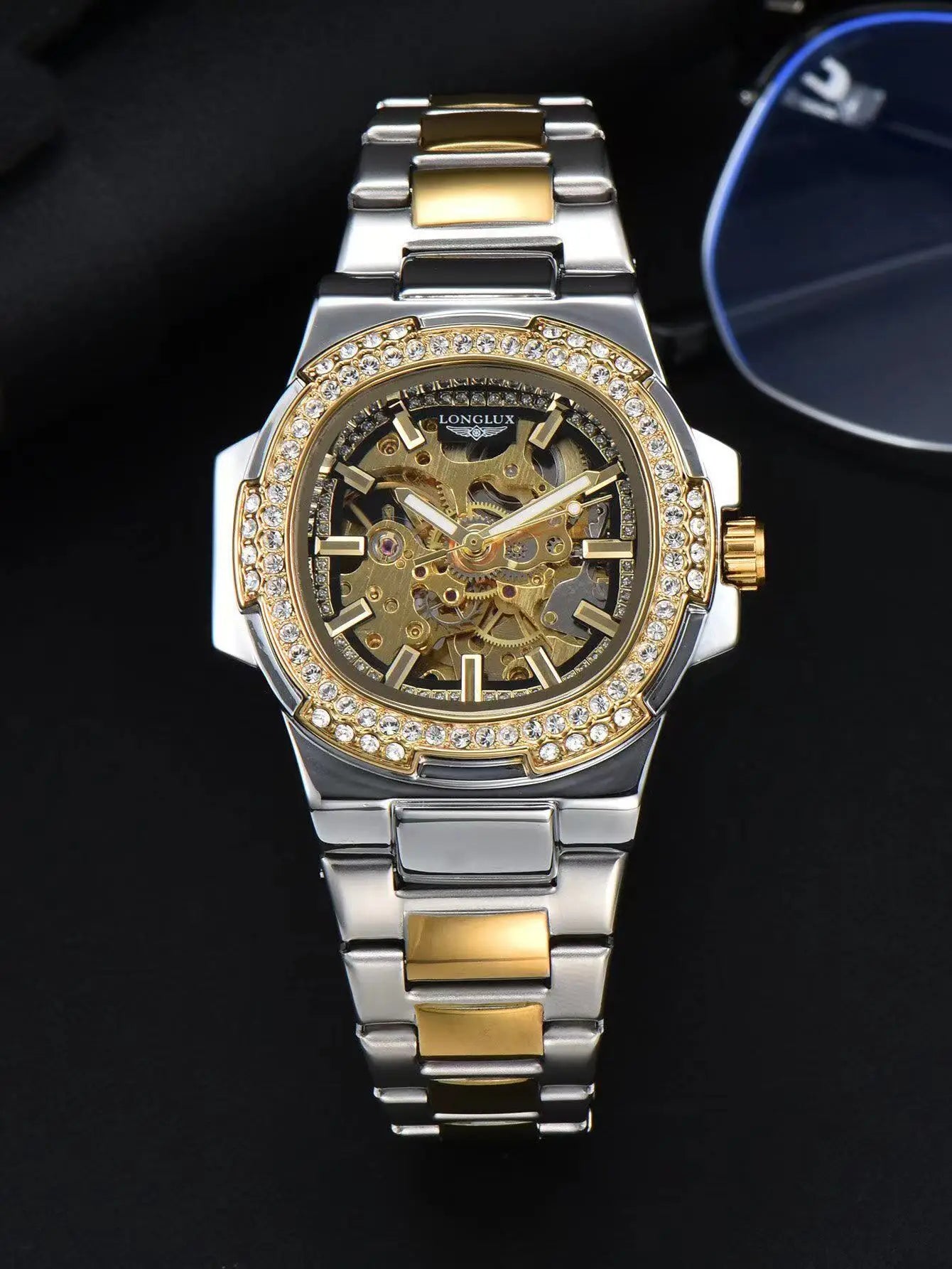 Luxury Automatic Mechanical Watch - Stainless Steel Skeleton Design with Luminous Display