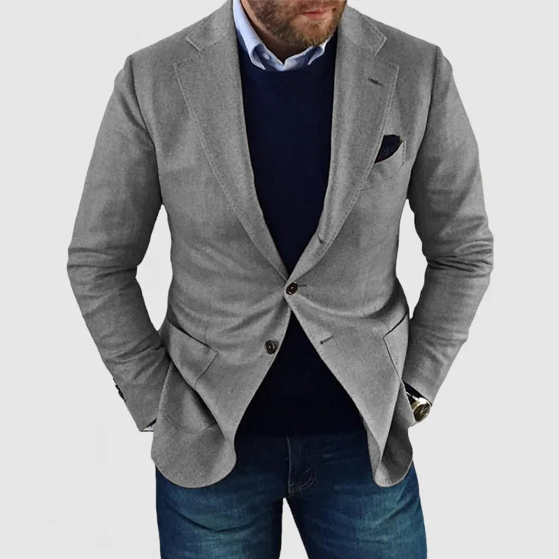 Men Blazers Coat Suits Office 2025 Autumn Outerwear Double Buttons Turn Down Collar Pockets Business Casual Blazer Suit Jacket