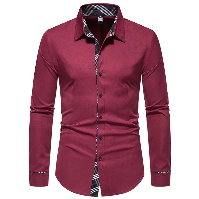Men's Shirts Formal Shirts Slim Fit Long Sleeve Button Business Office Formal Shirts Pocket Men's Tops New Multicolor XS-6XL