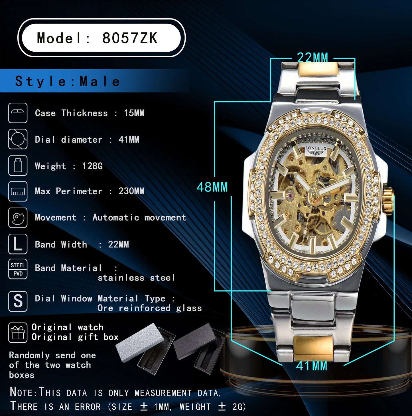 Luxury Automatic Mechanical Watch - Stainless Steel Skeleton Design with Luminous Display