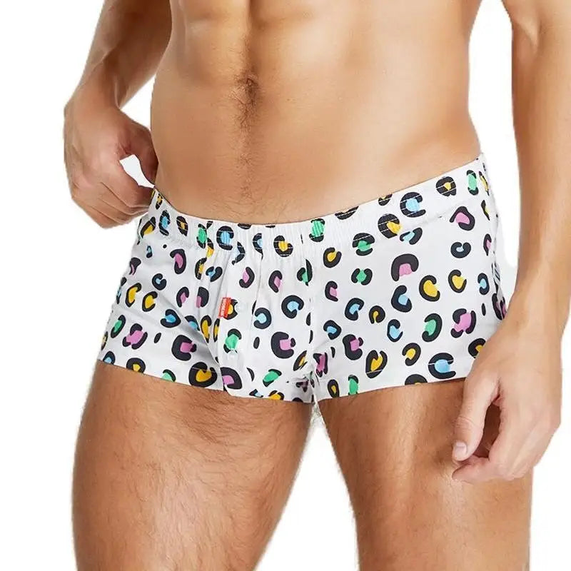 Men's Cotton Boxer Shorts - Plaid & Dot Pattern Lounge Underwear