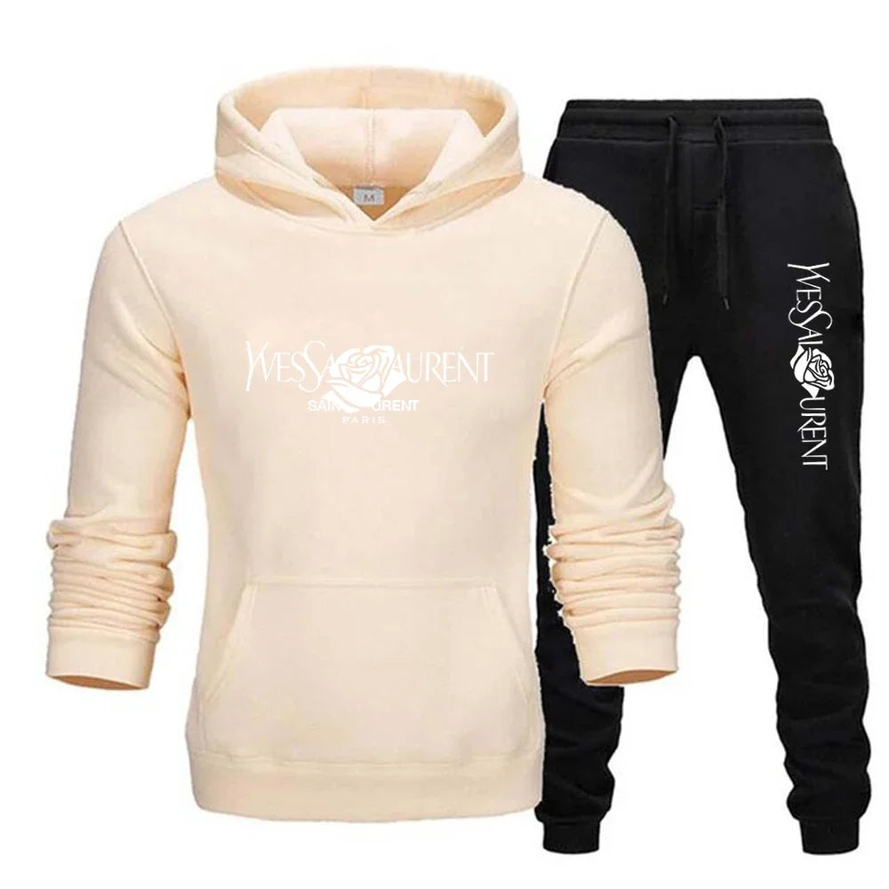 2025 Men's Casual Sports Suit with Hoodie and Sweatpants for Autumn and Winter Outdoor Sports Fashion