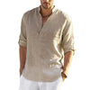 Men's Cotton Linen Casual Shirt - Long Sleeve Stand Collar