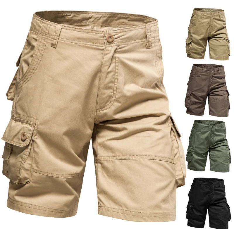 Men's Multi-Pocket Cargo Shorts - Cotton Outdoor & Beach Wear