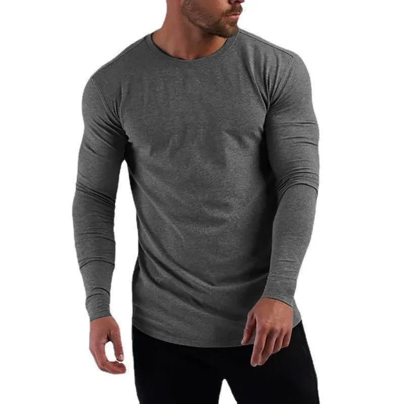 Men's Long Sleeve Performance T-Shirt - Breathable Cotton Gym & Fitness Wear