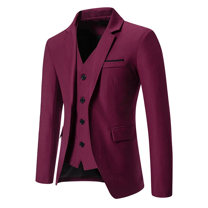 Men's Fashion Gentleman Solid Color Comfortable Business Wedding Casual Banquet Slim Blazer