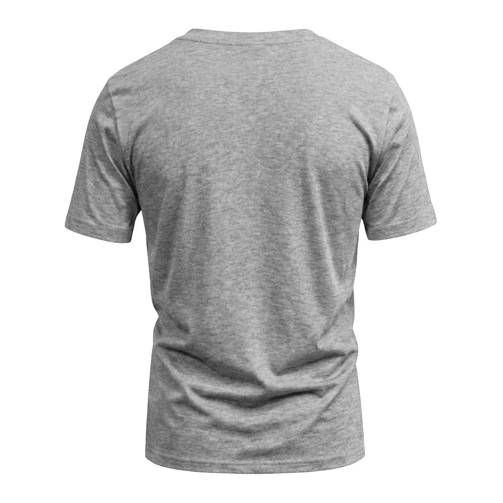 Men's Casual Fashion Simple V-Neck Short Sleeved T-Shirt Summer Comfortable Breathable Versatile Top