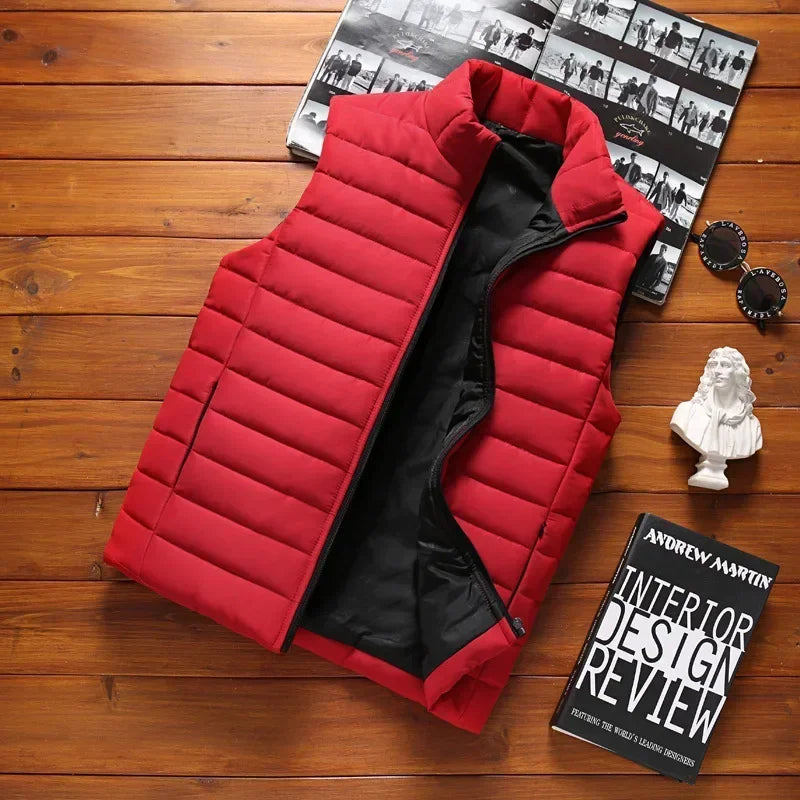 2024 Men's Autumn Winter Down Cotton Vest Casual Trendy Crossbody Jacket Korean Style Fashion Sleeveless Thickened Jacket