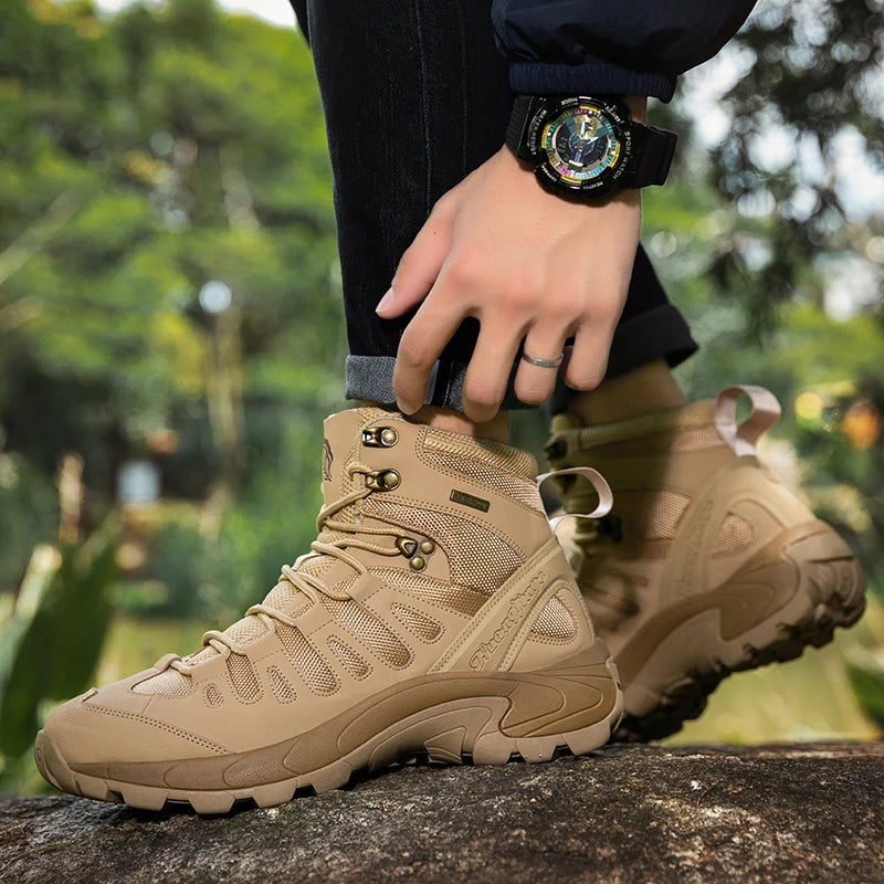 Men's Waterproof Combat Boots - Breathable Outdoor Leather Boots