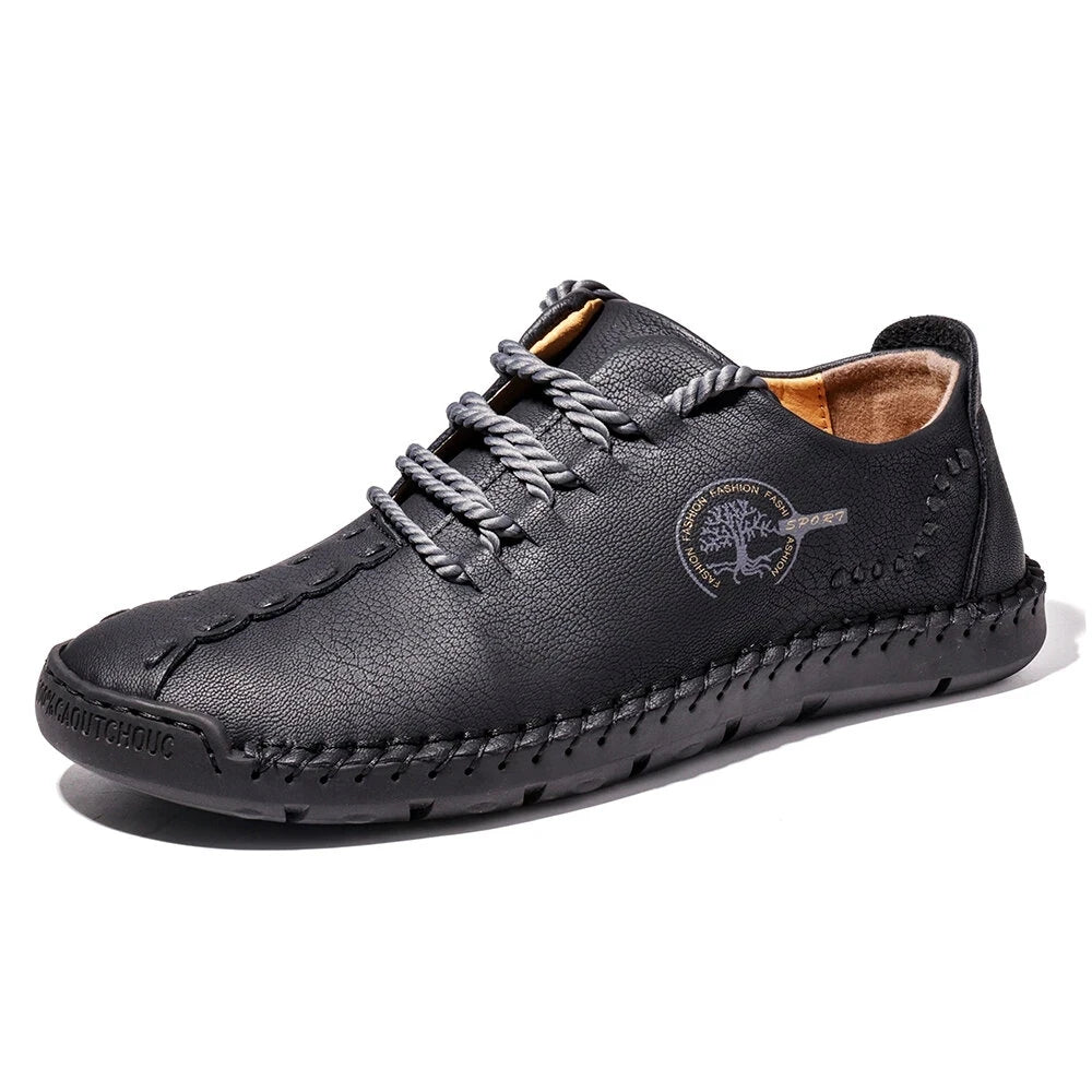 Men's Handmade Leather Casual Shoes - Breathable Lace-Up Loafers & Driving Moccasins