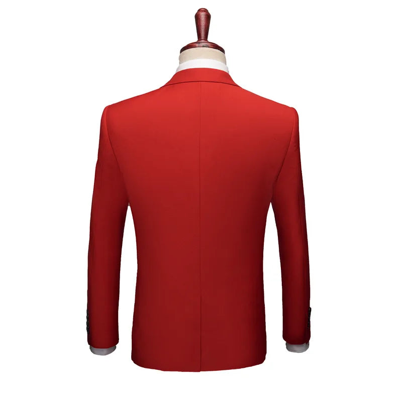 Men Suit Set Simple Solid Color Long Sleeve Male Outfit Single-breasted Slim Business Wedding Versatile Men Three-piece Suits