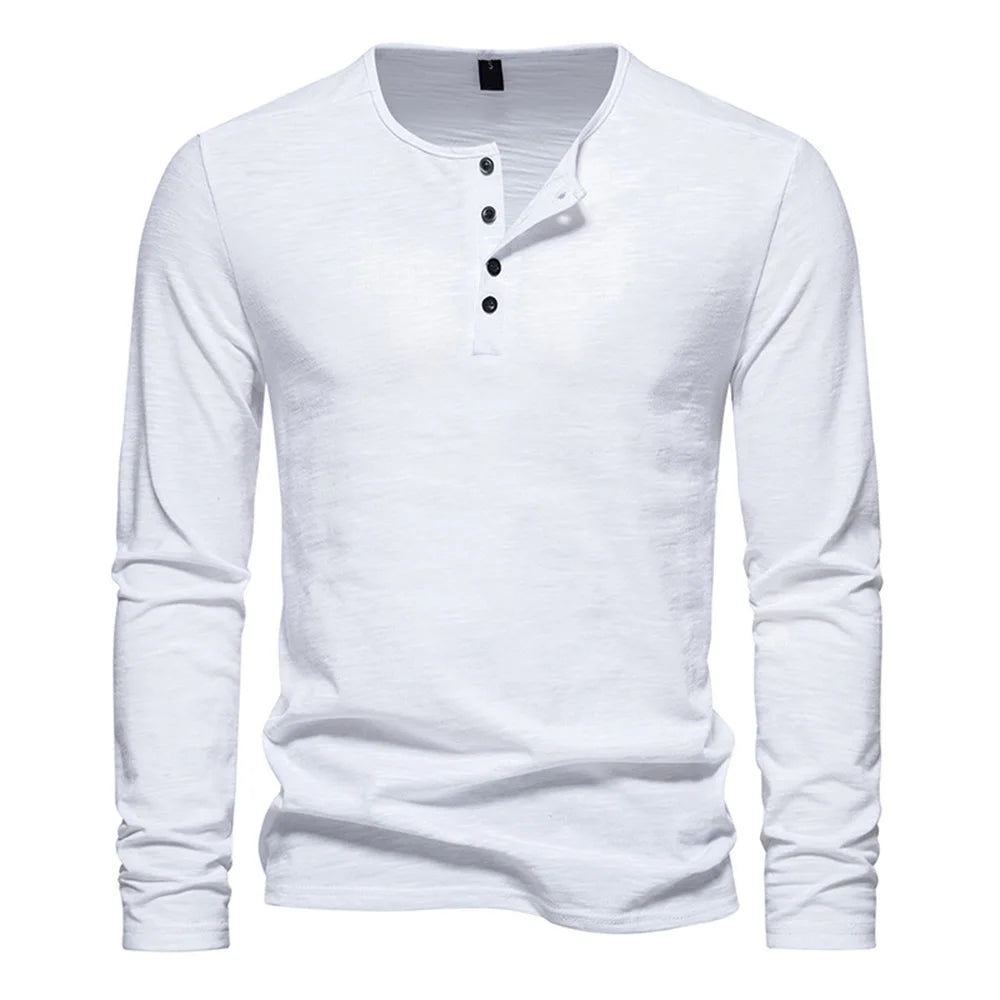 Men's Premium Cotton Long Sleeve T-Shirt - Slim Fit Casual Wear
