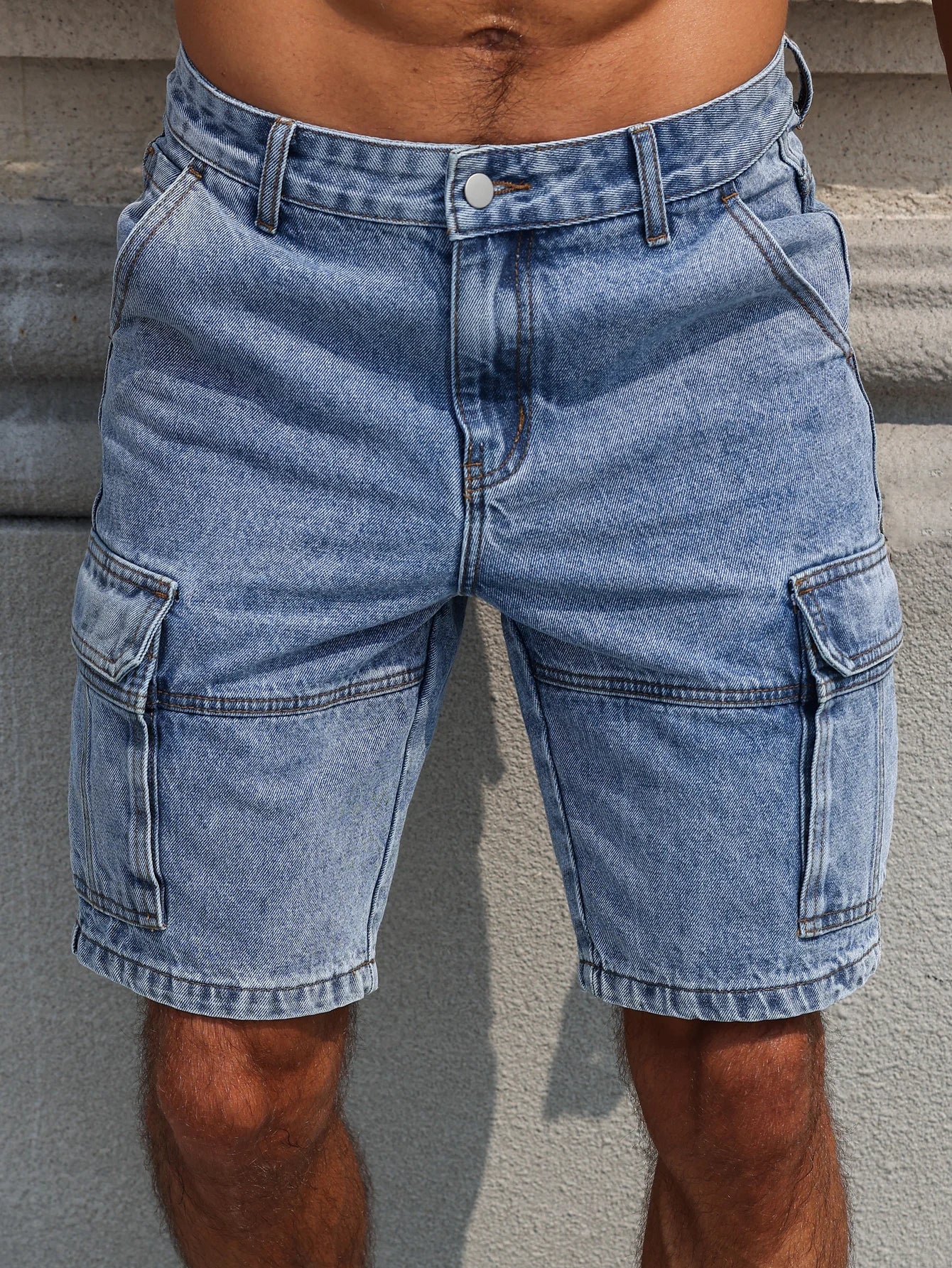 Men's Blue Denim Cargo Shorts