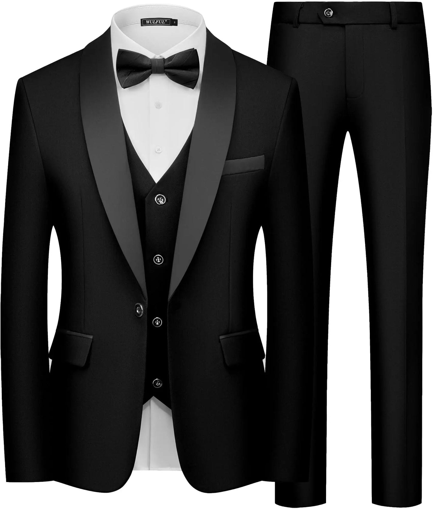 Black Men Suit Autumn Wedding Party Three Pieces Set Large Size Male Blazer Coat Pants and Vest Fashion Slim Fit Suit