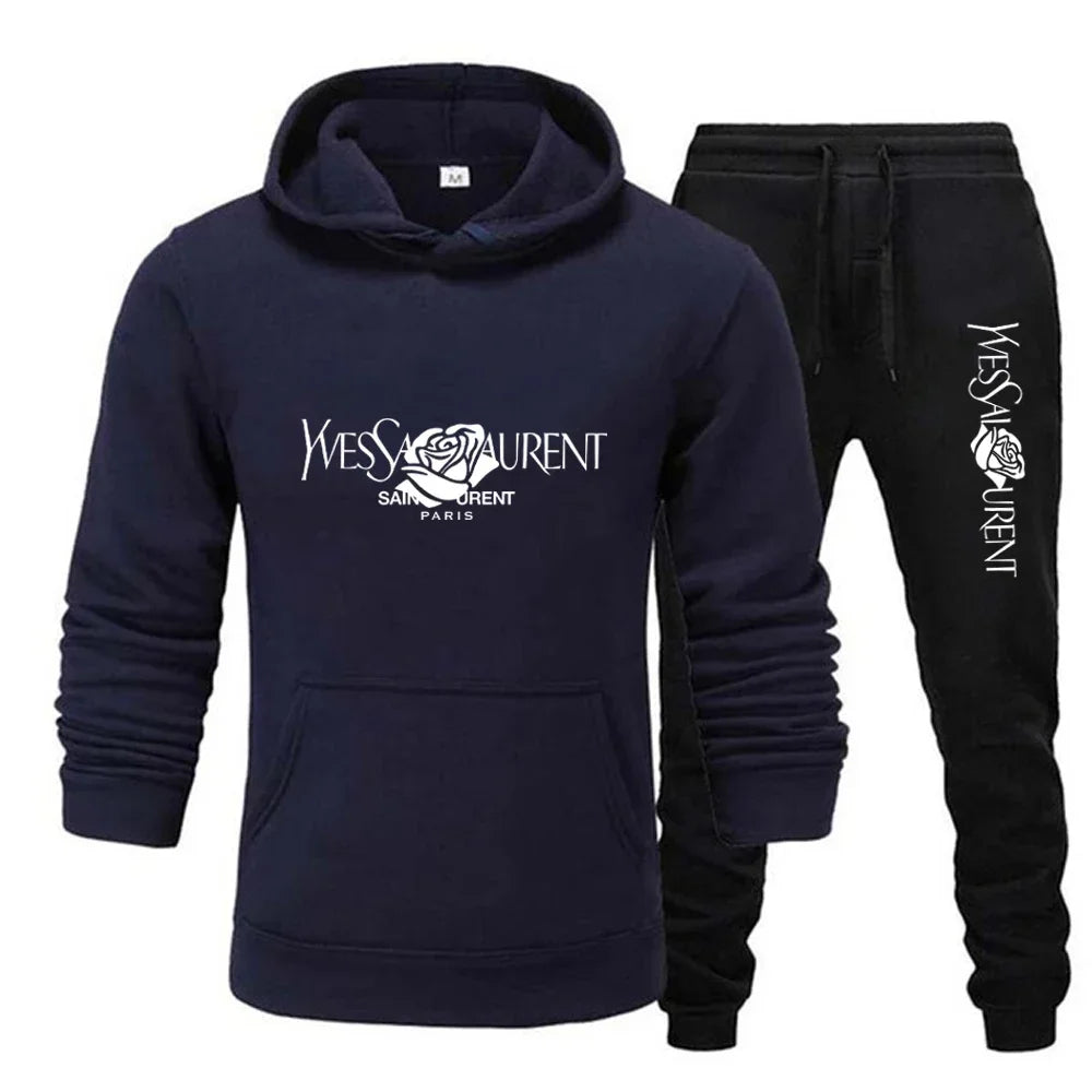 2025 Men's Casual Sports Suit with Hoodie and Sweatpants for Autumn and Winter Outdoor Sports Fashion