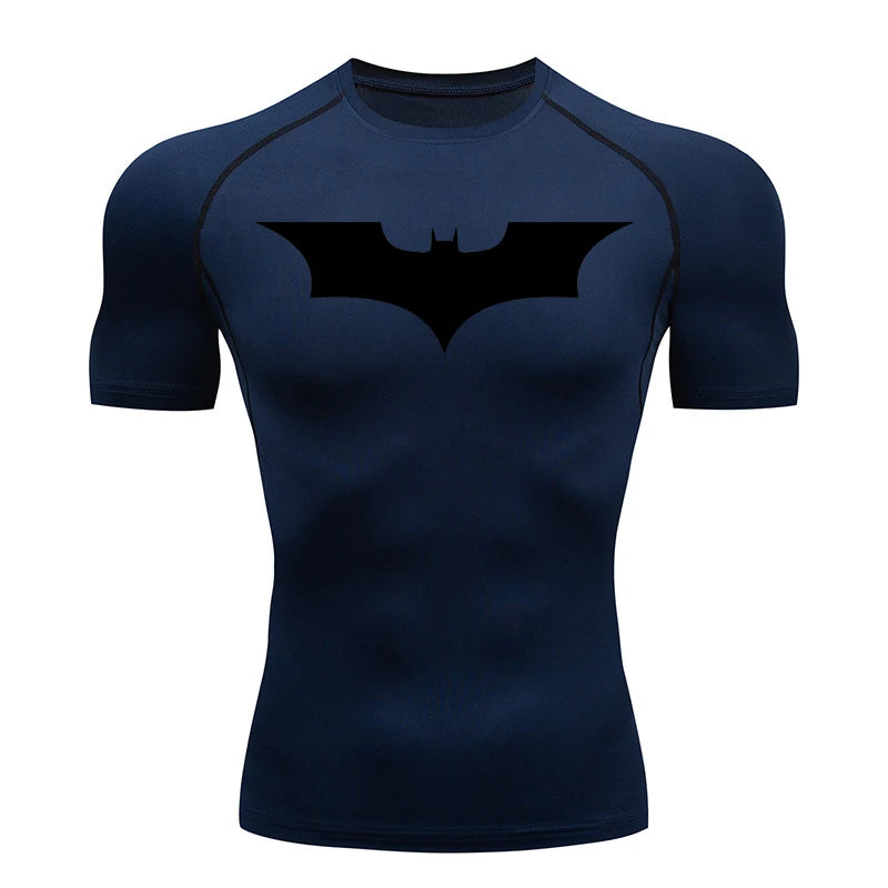 Men's Bat Print Compression Shirt - Quick Dry Athletic Performance Tee