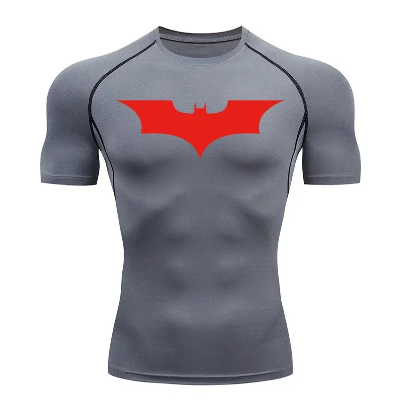 Men's Bat Print Compression Shirt - Quick Dry Athletic Performance Tee