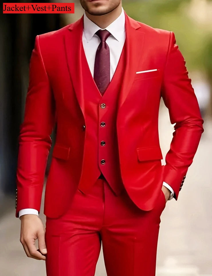 Elegant Men's 3 Piece Suit - Slim Fit Tuxedo Set for Weddings & Formal Occasions