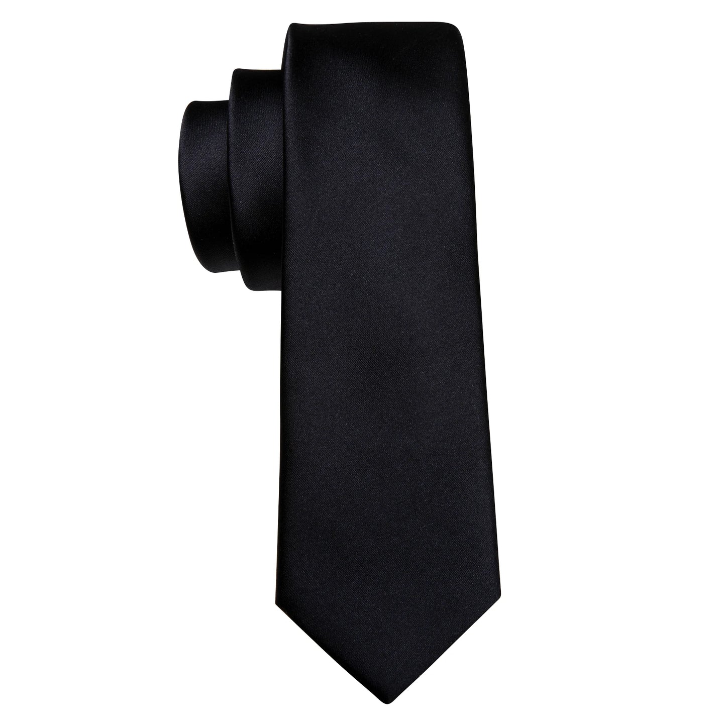 Business Black Silk Ties For Men Classic Solid High Quality Woven Pocket Square Cufflinks Sets Party Formal Designer Barry.Wang