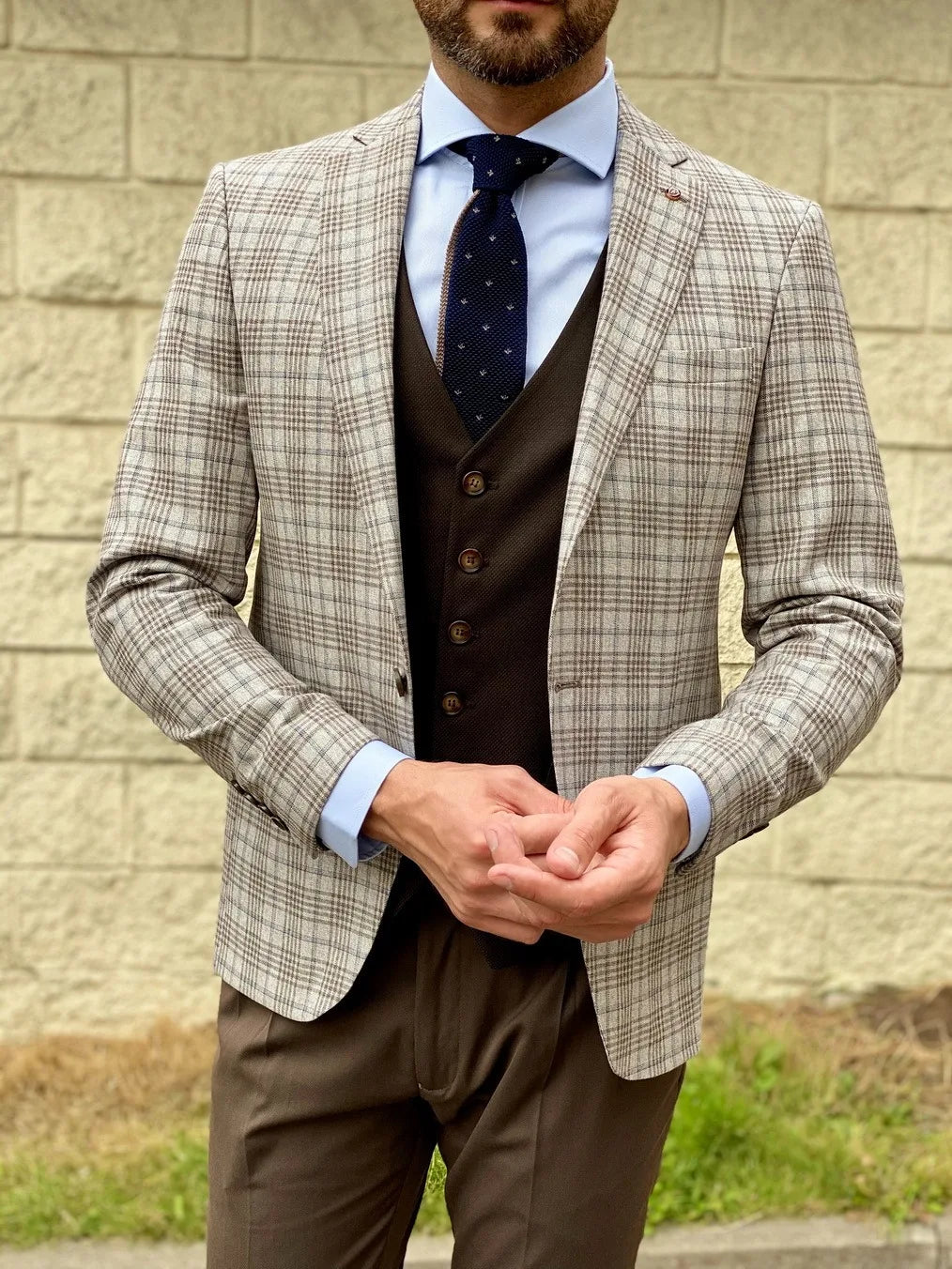 Men Blazers Coat Suits Office 2025 Autumn Outerwear Double Buttons Turn Down Collar Pockets Business Casual Blazer Suit Jacket