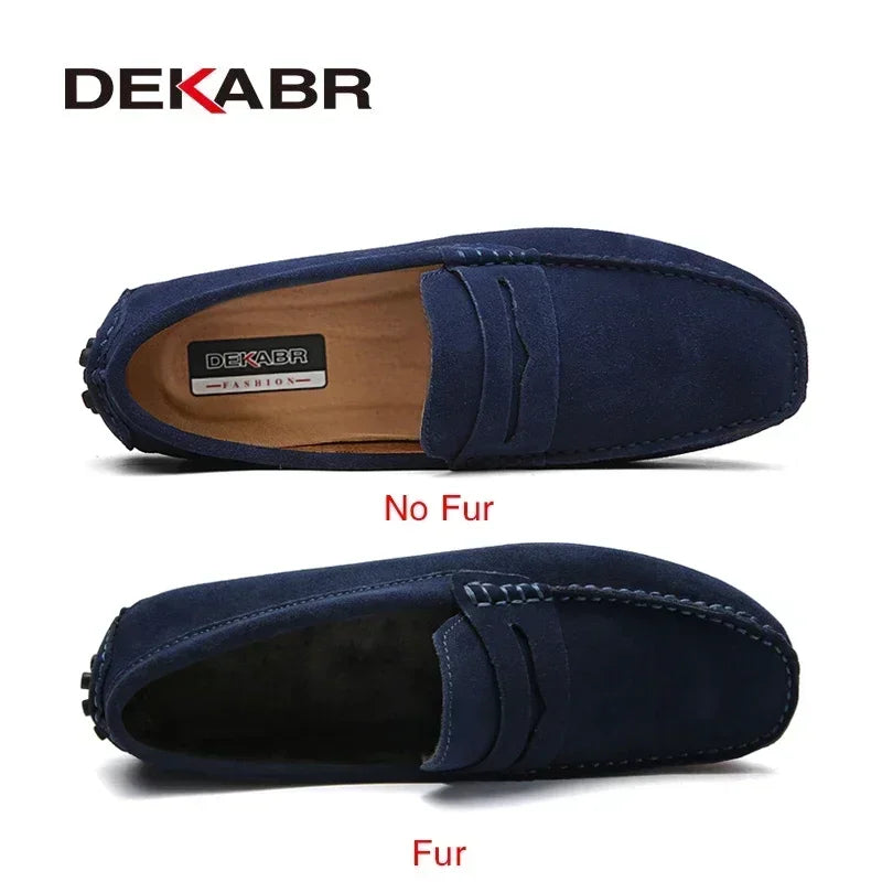 Men's Genuine Leather Loafers - Slip-On Casual Driving Shoes