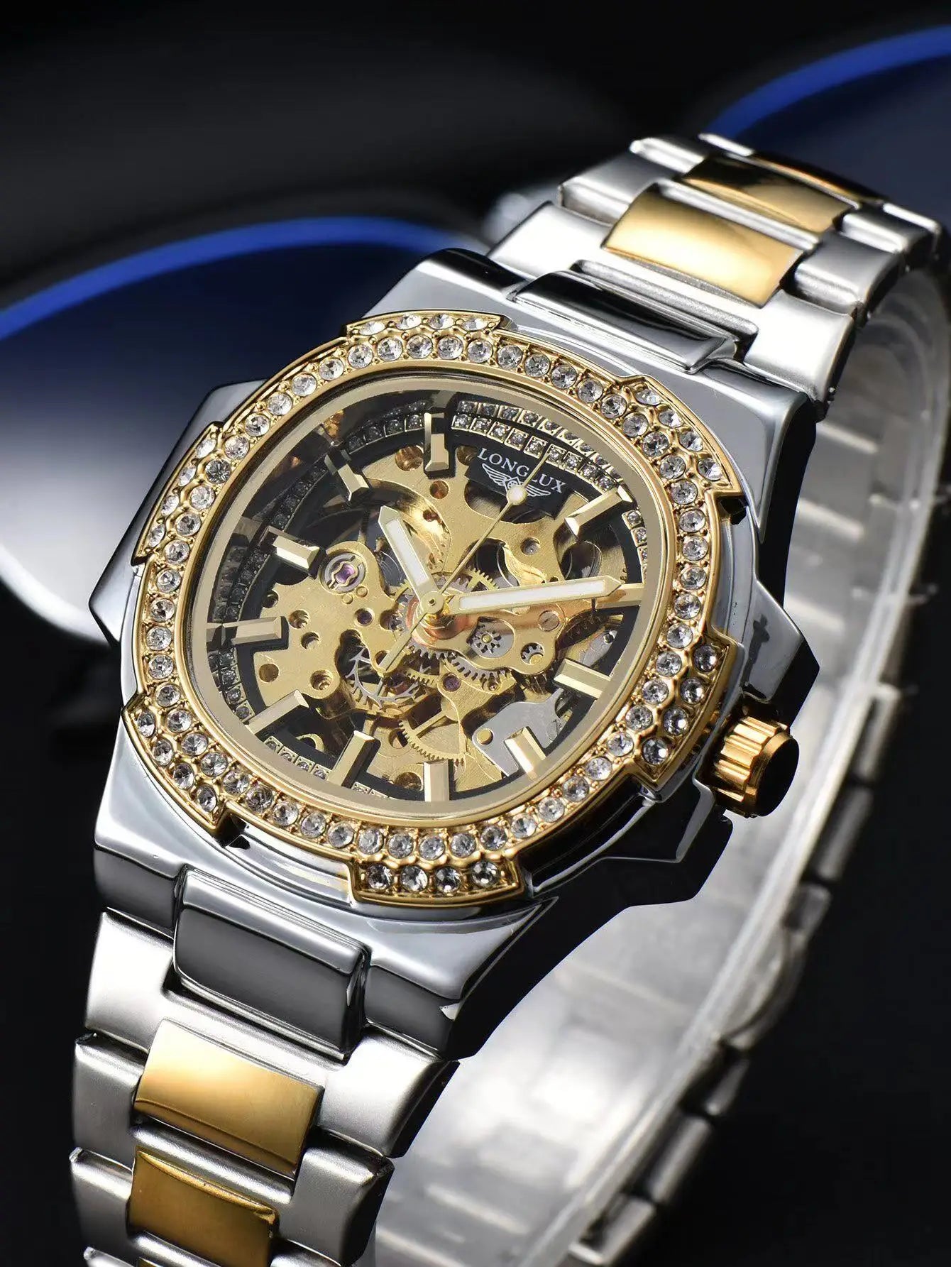 Luxury Automatic Mechanical Watch - Stainless Steel Skeleton Design with Luminous Display