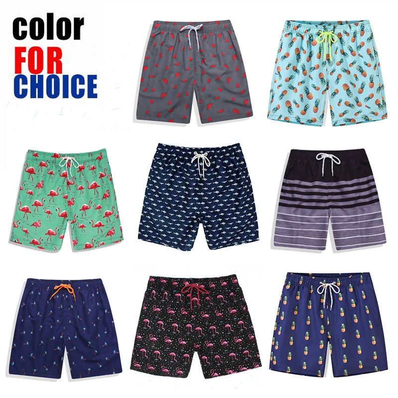 Men's Quick-Dry Beach Shorts with Mesh Liner - Polyester Swim Trunks