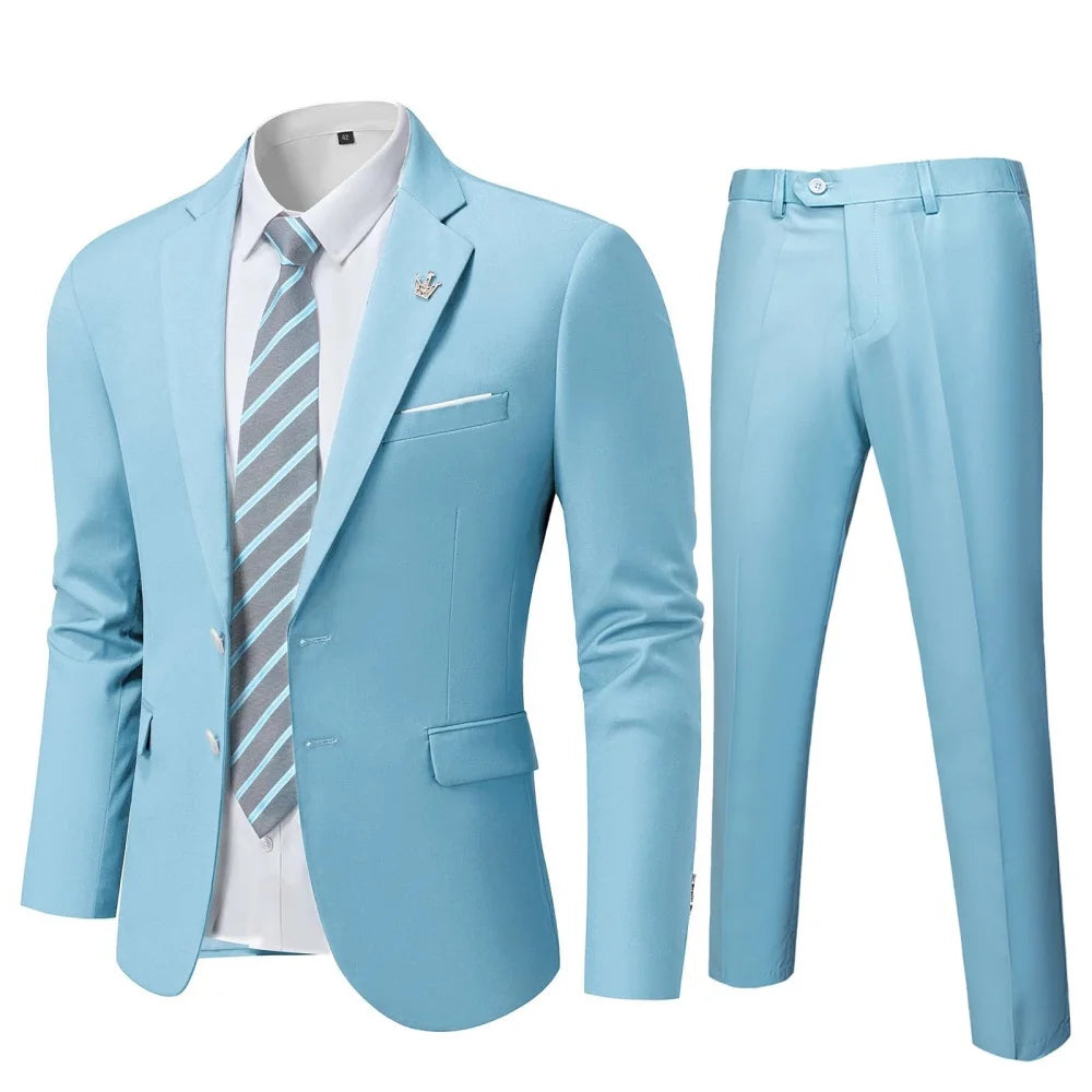 Elegant Men's Formal Suit with Xale Lapel for Parties Black Brown Green