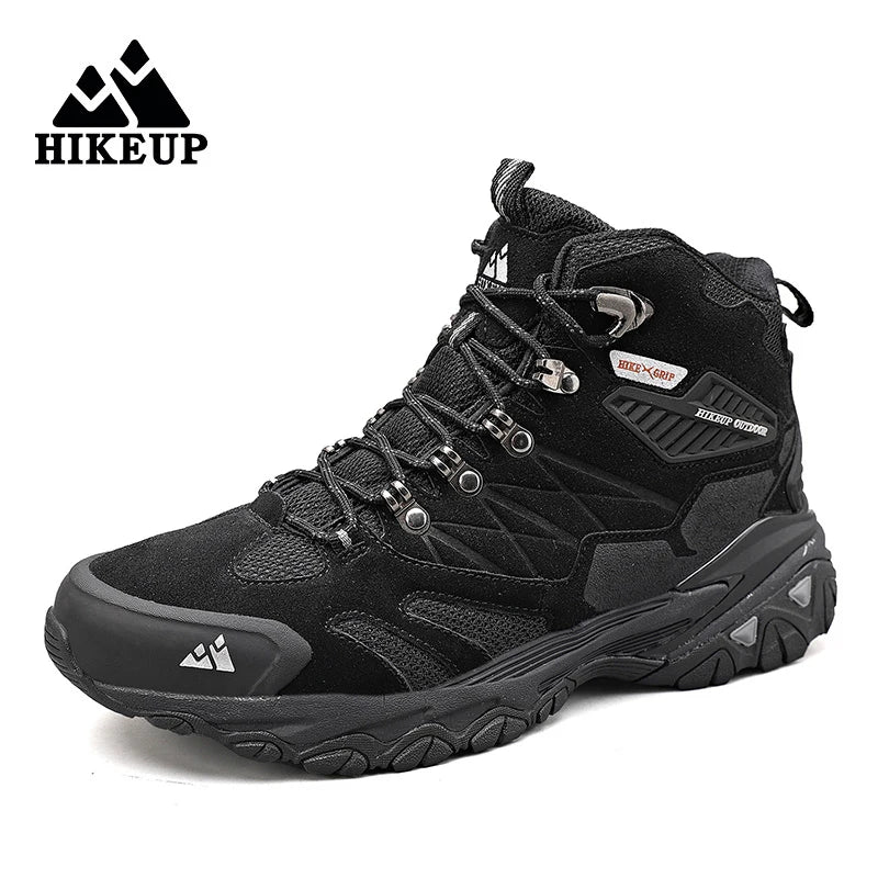 Men's High-Top Hiking Boots - Leather Outdoor Trekking Shoes for Winter