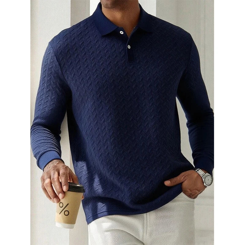 Men's Long Sleeve Business Casual High Quality Polo Shirt