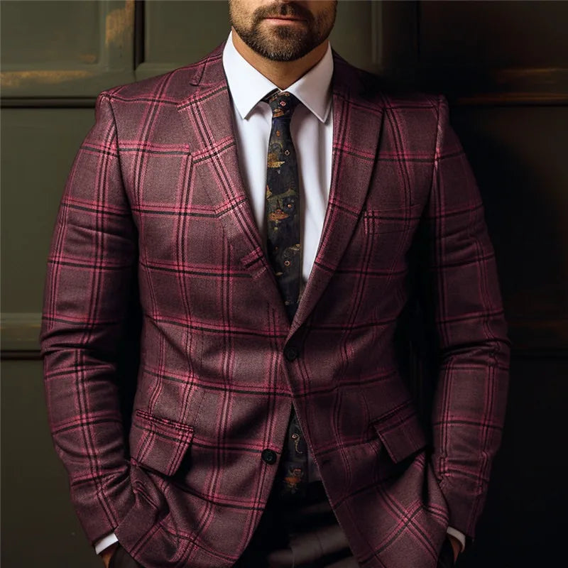 Men Blazers Coat Suits Office 2025 Autumn Outerwear Double Buttons Turn Down Collar Pockets Business Casual Blazer Suit Jacket