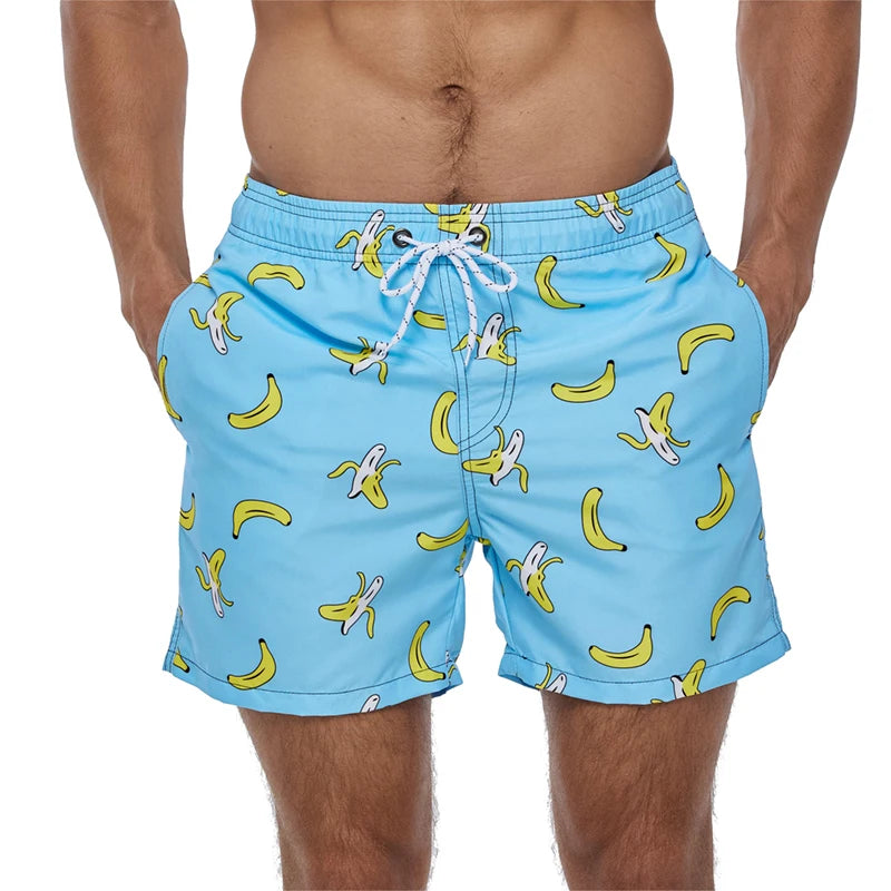 Men's Quick-Dry Beach Shorts with Mesh Liner - Polyester Swim Trunks