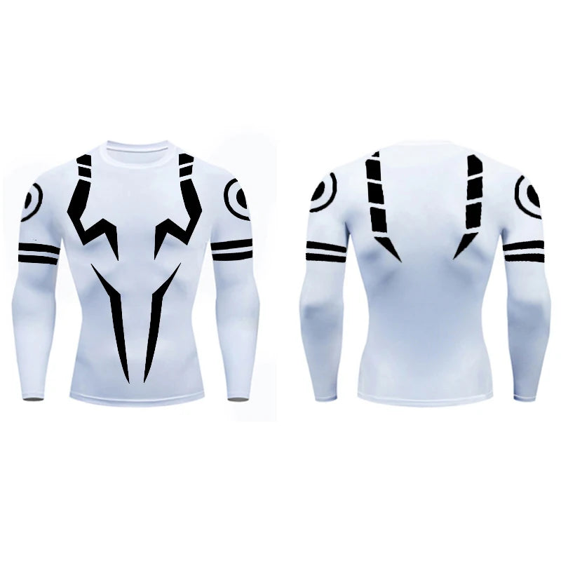 Men's 3D Anime Print Compression Shirt - Long Sleeve Athletic Base Layer