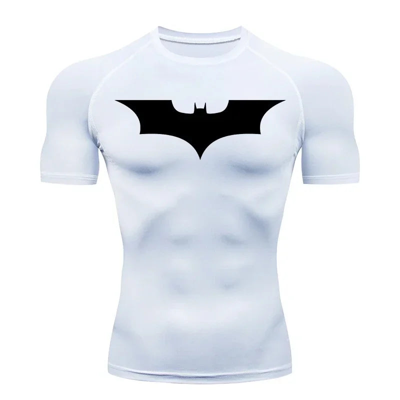 Men's Bat Print Compression Shirt - Quick Dry Athletic Performance Tee