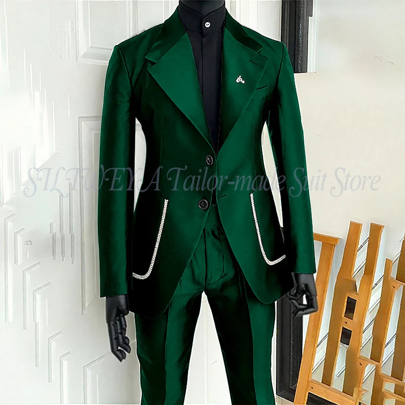Men's 2 Piece Suit Blazer Pants Single Breasted Daily Work Business Casual Party Traje De Hombre Elegante