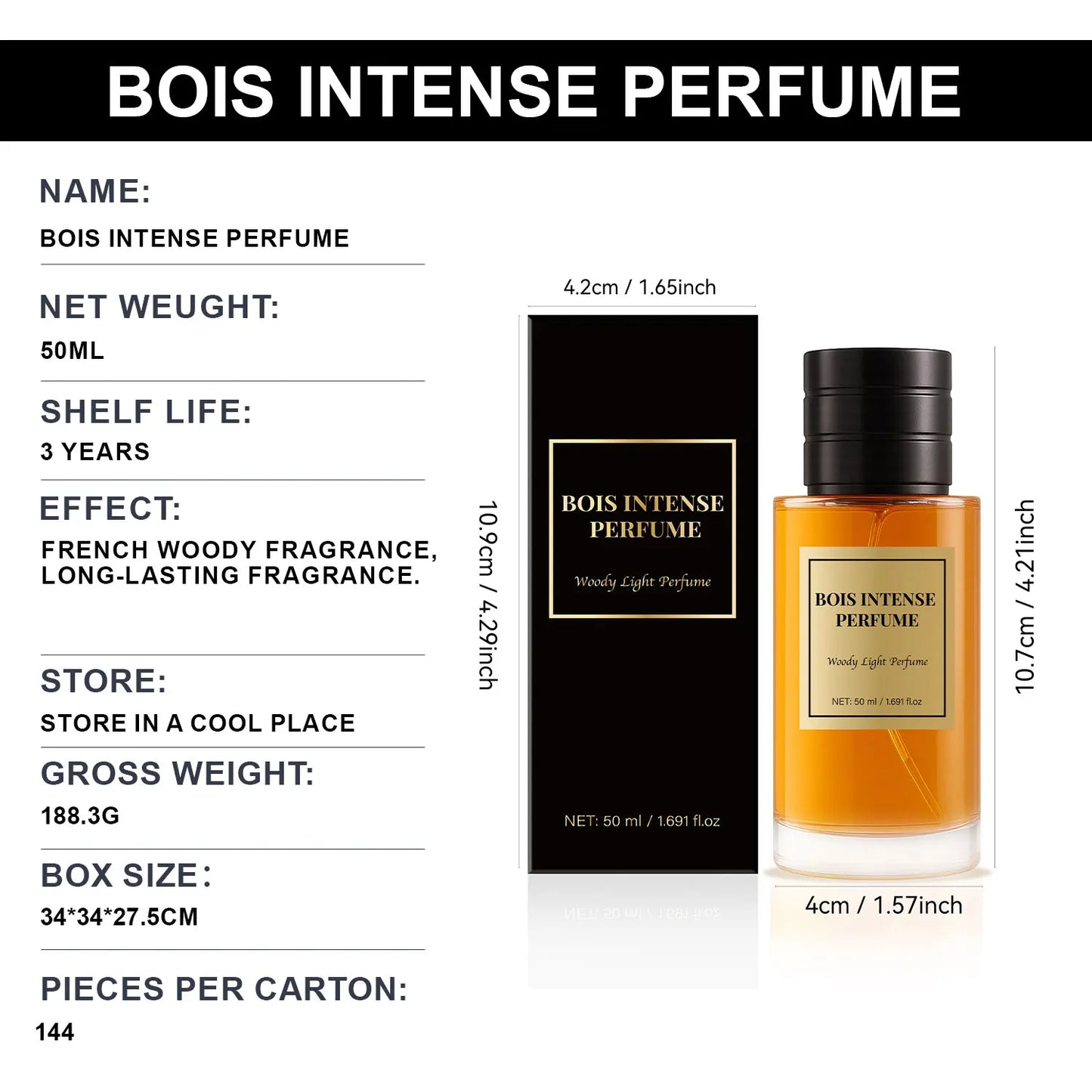 Bois Intense Perfume 50 ML Eau de Parfum for Men with Woody Notes of Iris Frankincense & Honey Luxury Long Lasting Fragrance